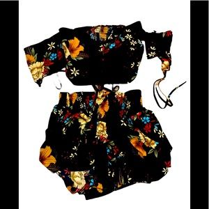 Floral Crop Top and Shorts Set